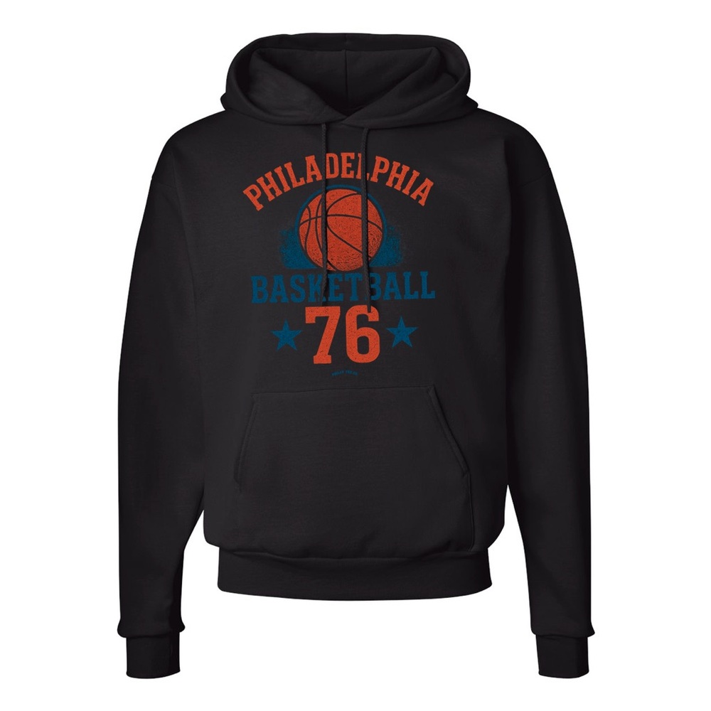 Gildan Black Hoodie with Philadelphia Basketball Design